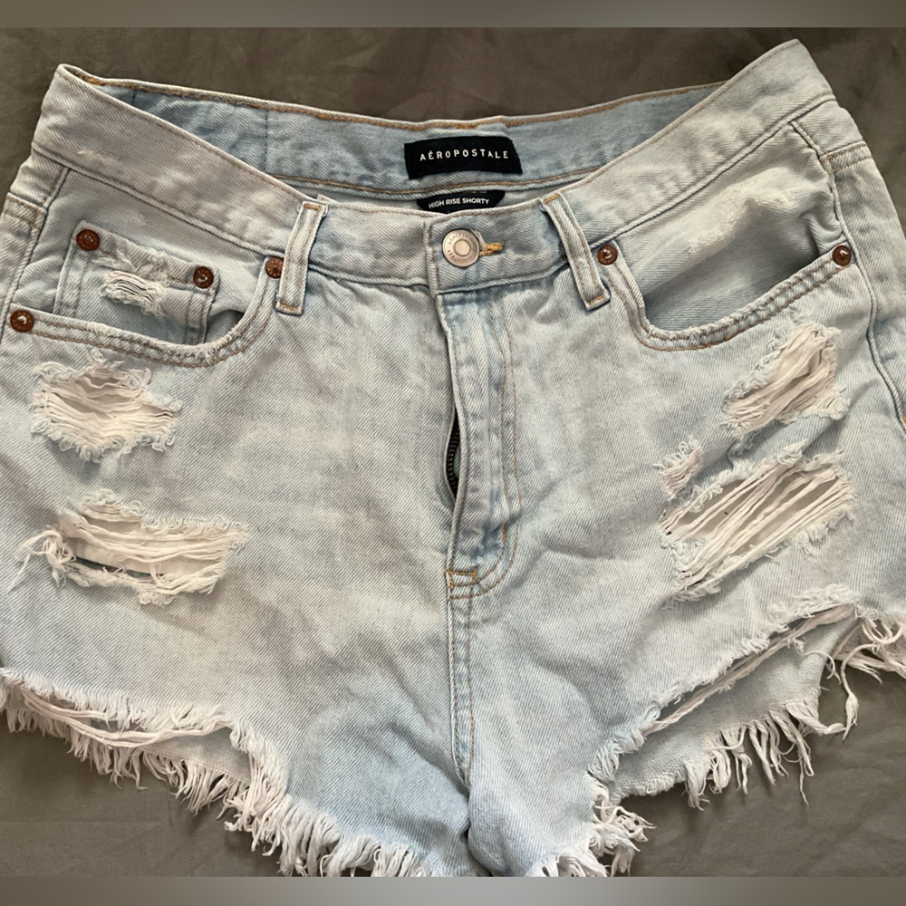 Aeropostale Distressed Light Blue Jean Shorts